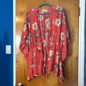 Floral shawl/overlay blouse